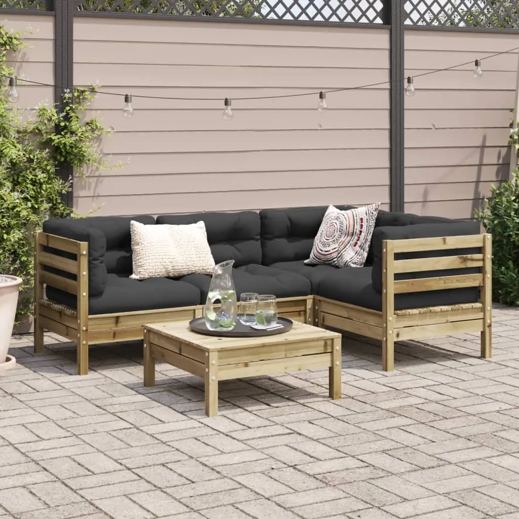5 Piece Modular Garden Sofa Set with Cushions