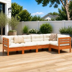 5 Piece Garden Sofa Set: Pinewood, Cushions, Modular Design