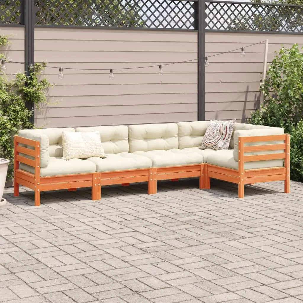 5 Piece Garden Sofa Set Outdoor Furniture for Backyard Terrace Patio Brown Solid Wood Pine