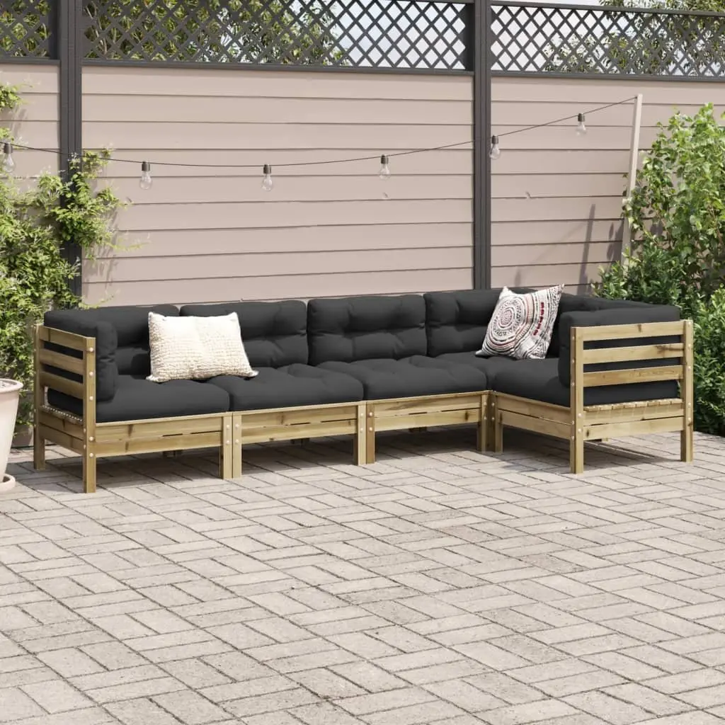 5 Piece Garden Sofa Set Outdoor Furniture Solid Wood Brown