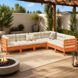 6-Piece Garden Sofa Set with Solid Pinewood and Cushions