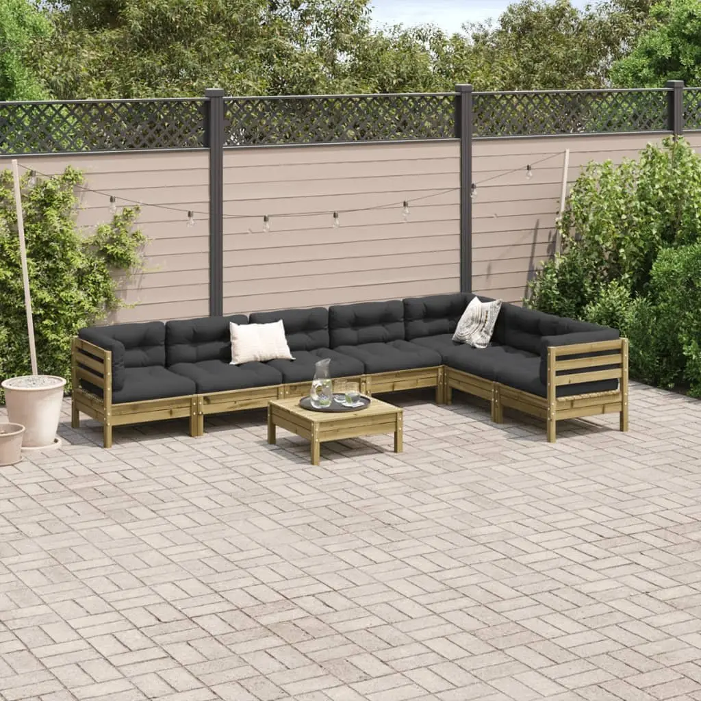 8 Piece Garden Sofa Set with Cushions Outdoor Patio Furniture Brown Modular