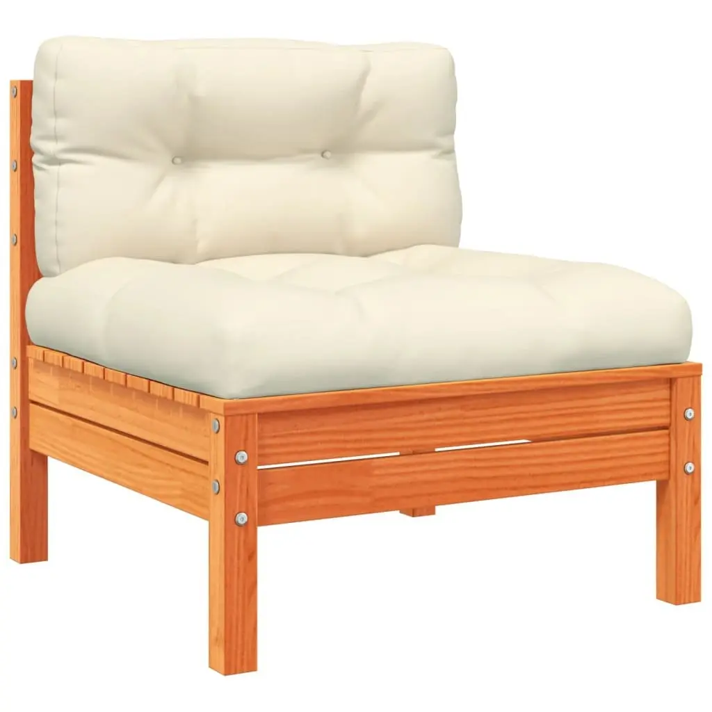 Garden Sofa Set 6 Piece Outdoor Use Brown Solid Pine with Cushions