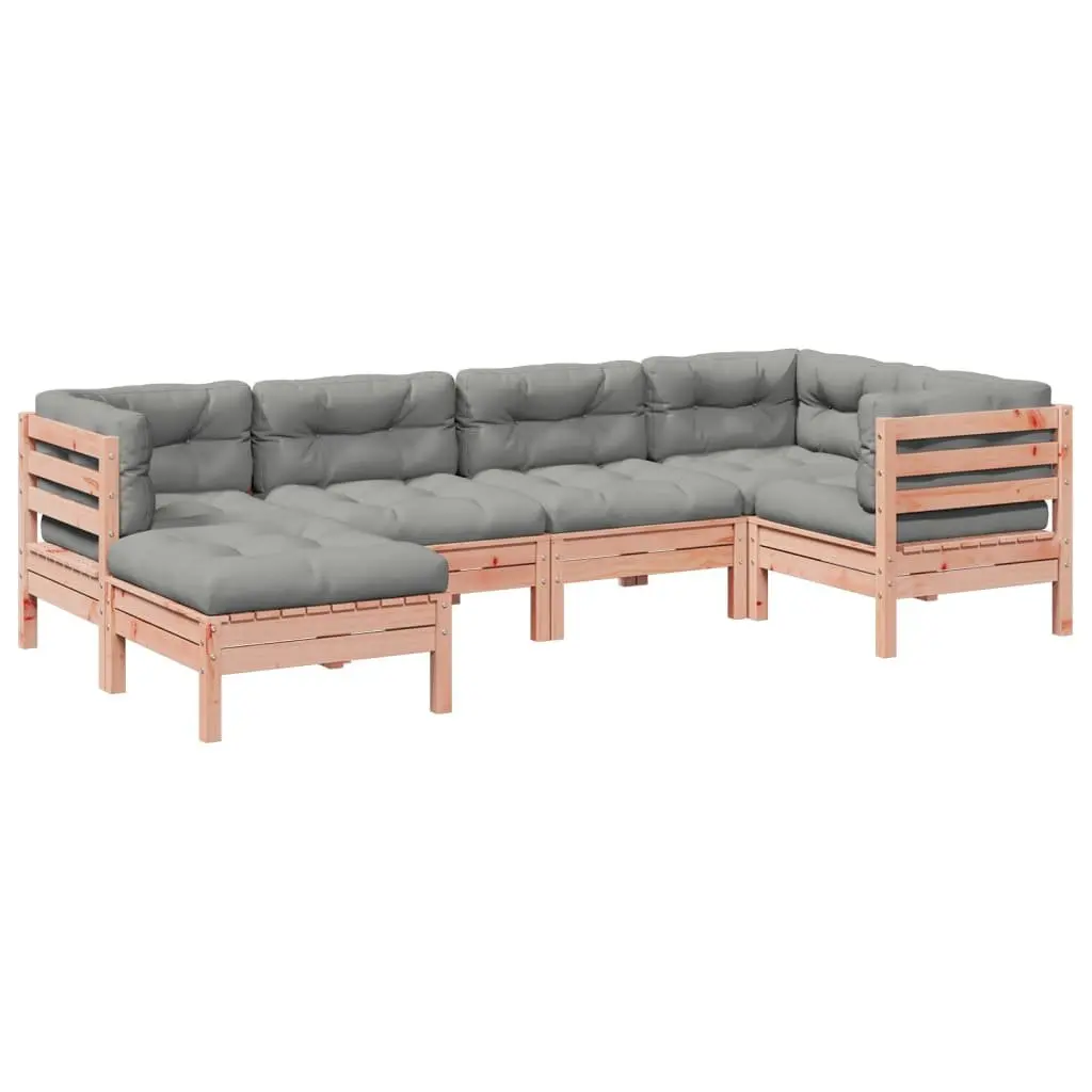 6 Piece Garden Sofa Set with Cushions Outdoor Patio Furniture Brown