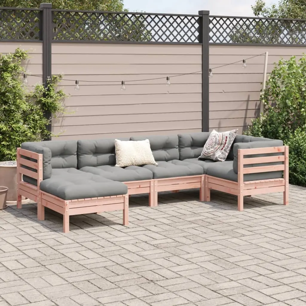 6 Piece Garden Sofa Set with Cushions Outdoor Patio Furniture Brown