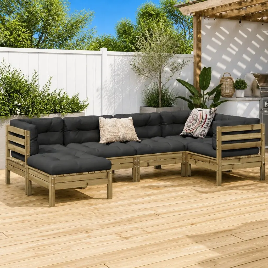 Garden Sofa Set Outdoor Furniture Patio Seating 6 Piece Brown