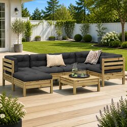 7 Piece Garden Sofa Set Outdoor Furniture with Cushions Brown Patio Seating