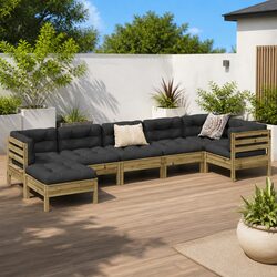 7-Piece Garden Sofa Set - Solid Pinewood with Cushions