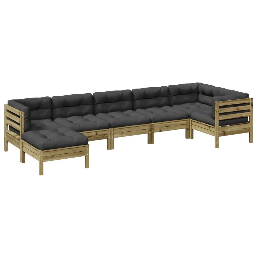 7 Piece Garden Sofa Set with Cushions Brown Outdoor Patio Furniture Modular