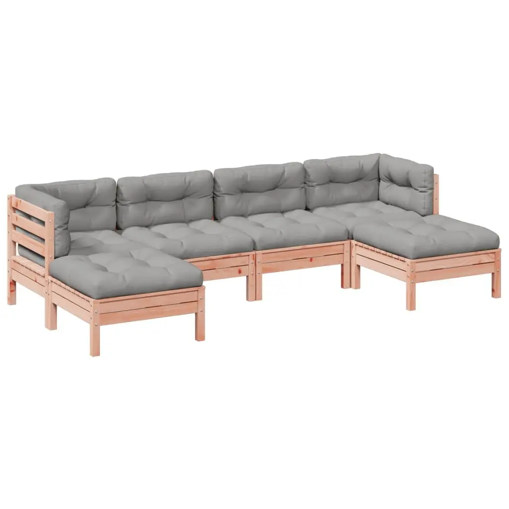 Garden Sofa Set 6 Piece Outdoor Furniture with Cushions Modular Wood Patio