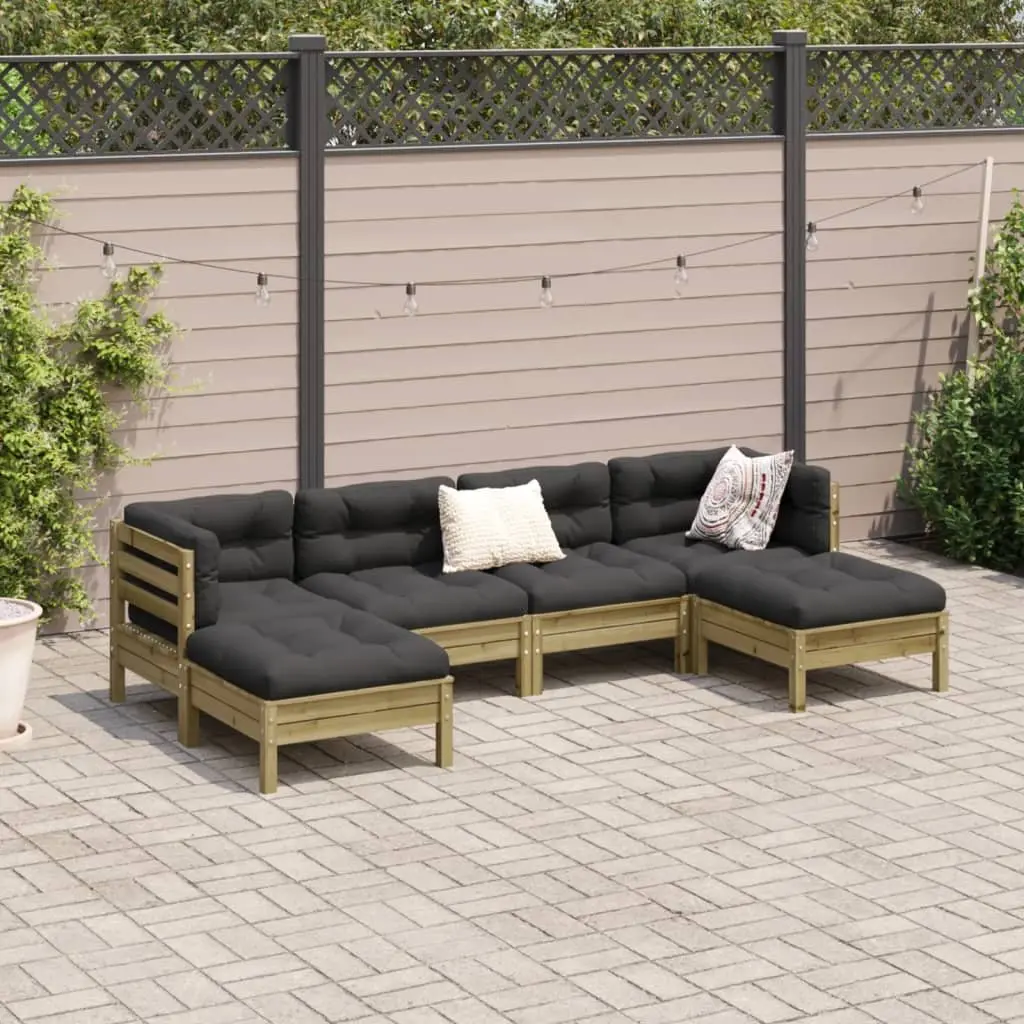 Modular Garden Sofa Set 6 Piece Cushioned Outdoor Furniture Brown for Patio