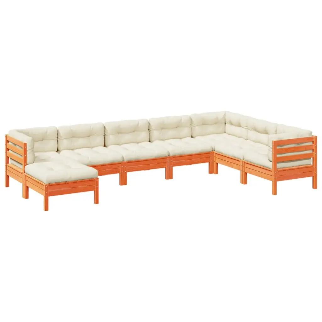 Garden Sofa Set 8 Piece Outdoor Furniture Brown Patio Seating with Cushions
