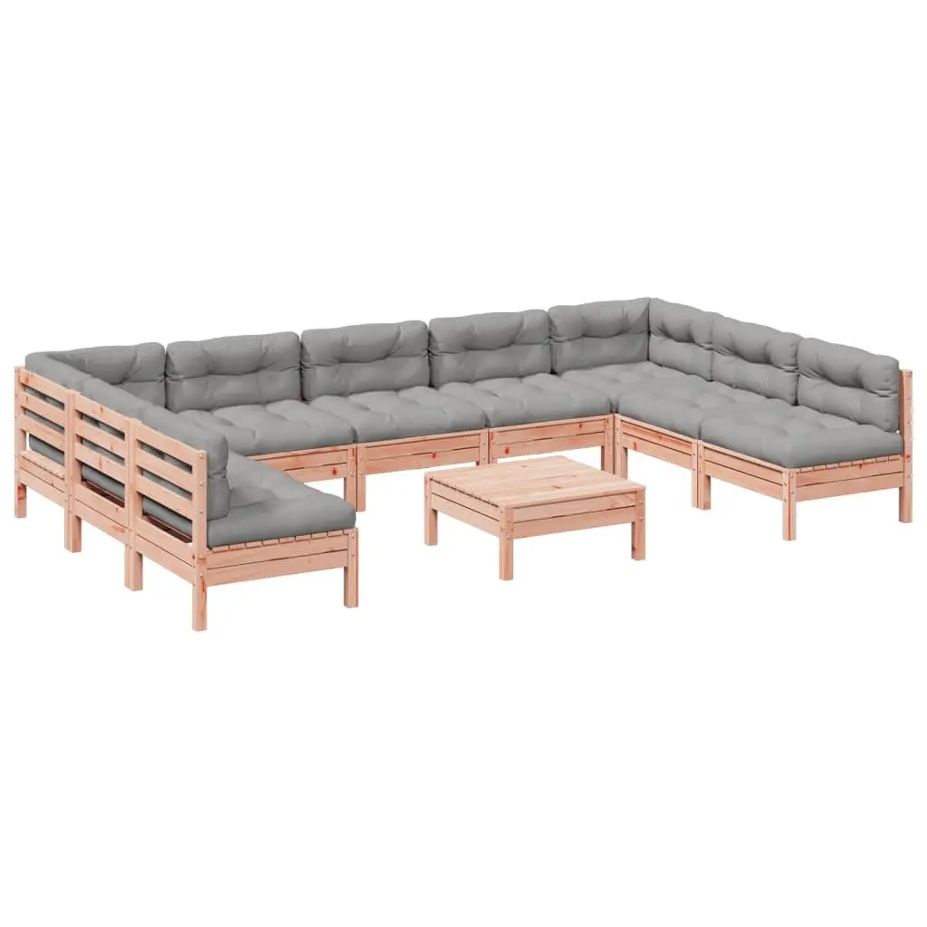 Outdoor Garden Sofa Set 10 Piece Modular Patio Furniture with Cushions Wood