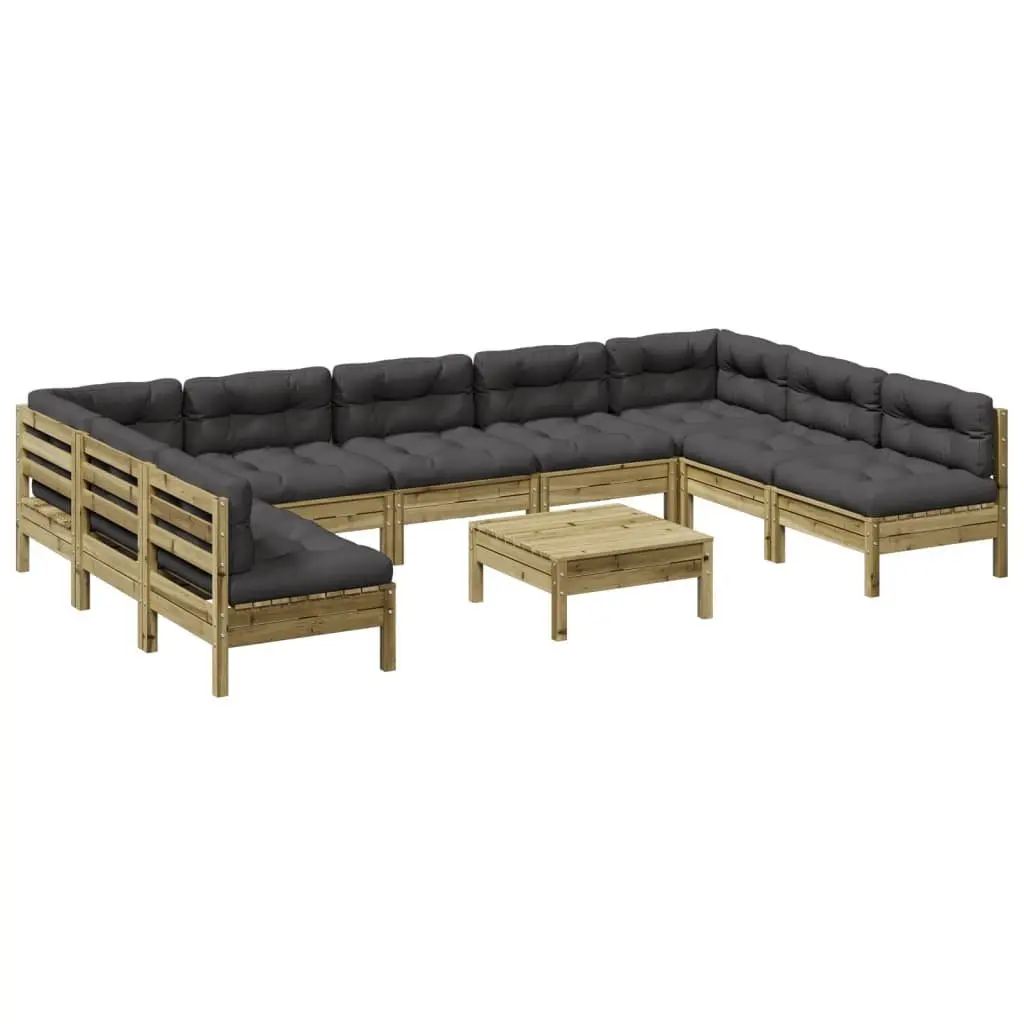 Garden Sofa Set Outdoor Furniture 10 Piece Brown Cushions Patio Seating