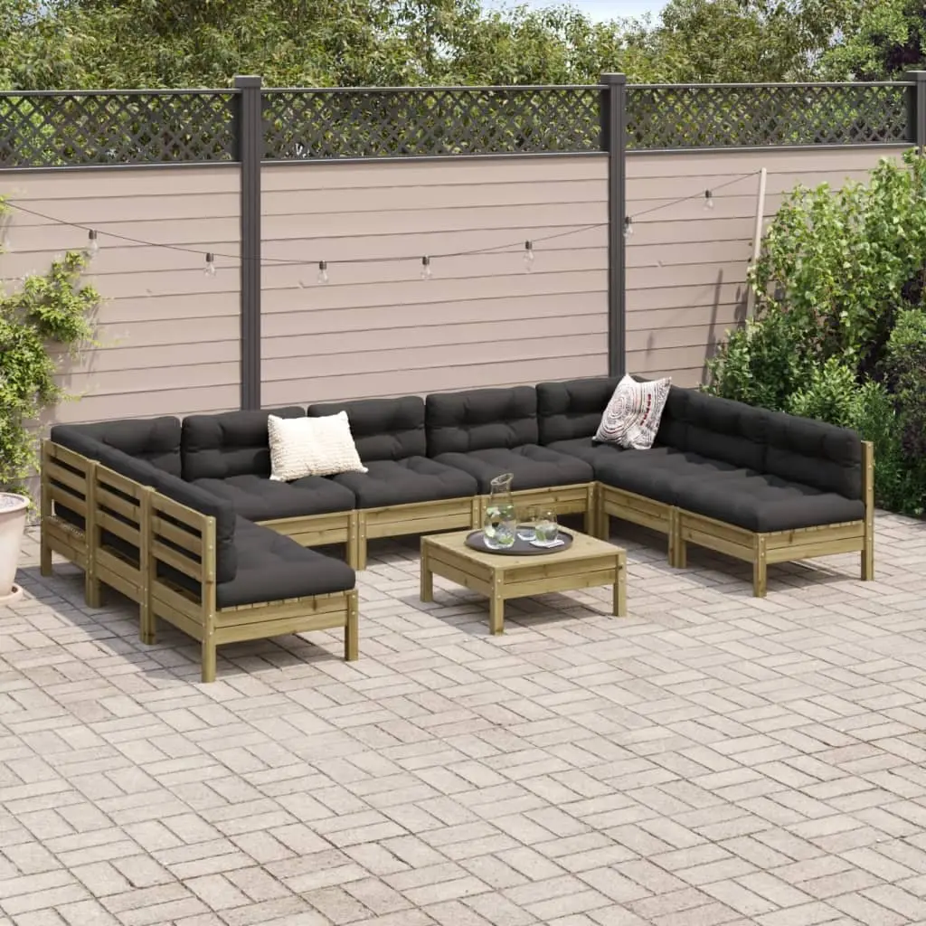 Garden Sofa Set Outdoor Furniture 10 Piece Brown Cushions Patio Seating