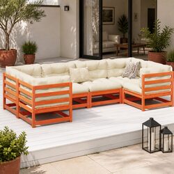 6-Piece Brown Outdoor Sofa Set with Cushions