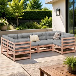 Durable 6-Piece Outdoor Sofa Set - Douglas Fir Wood