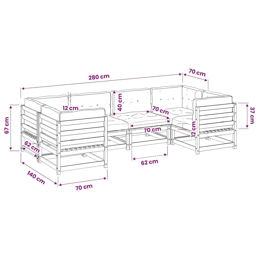 6 Piece Garden Sofa Set with Cushions