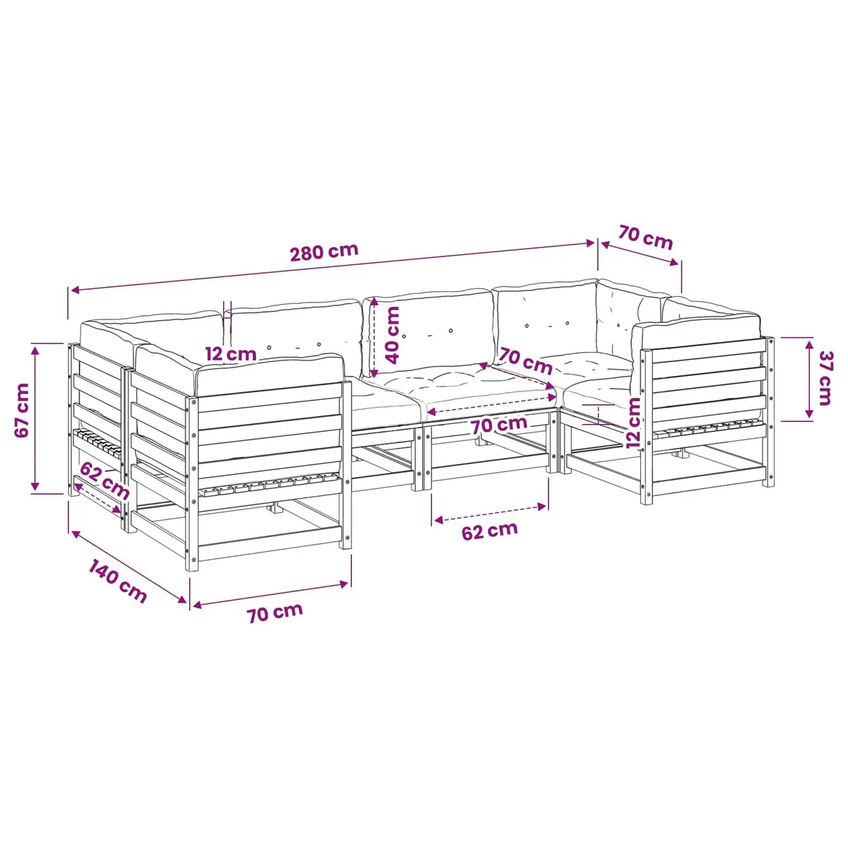 6 Piece Garden Sofa Set with Cushions