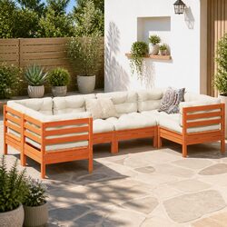 6-Piece Garden Sofa Set with Solid Pinewood and Cushions
