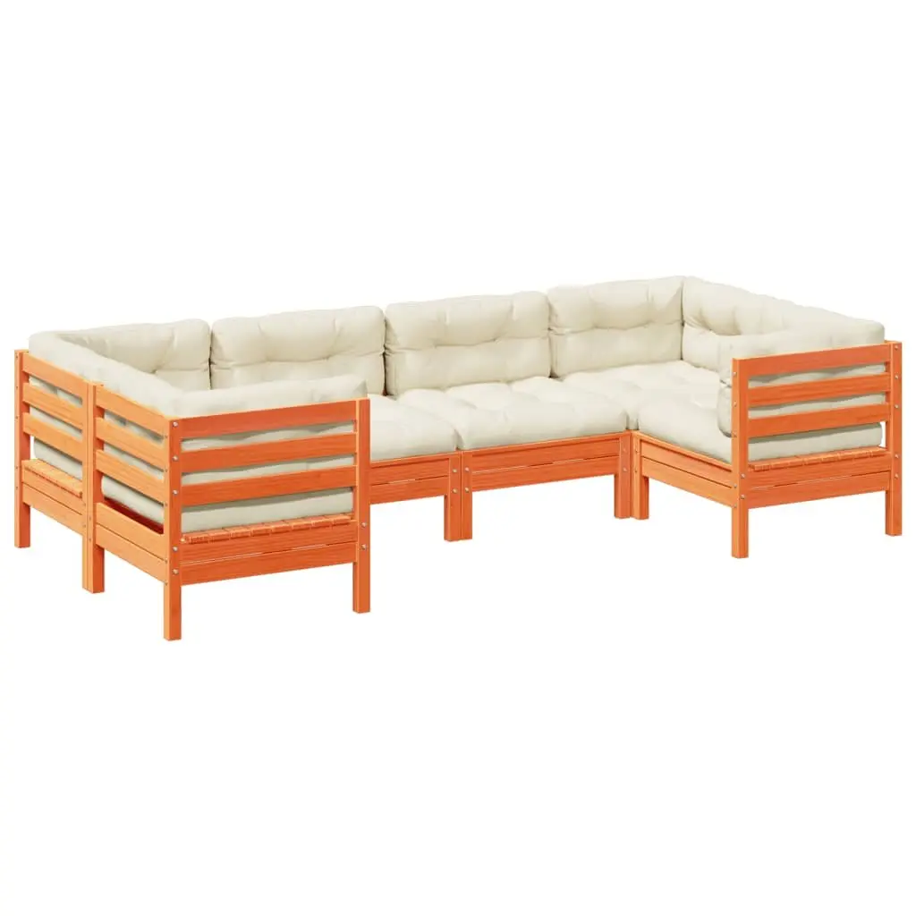 Garden Sofa Set Outdoor Furniture 6 Piece Brown Cushions Modular Patio
