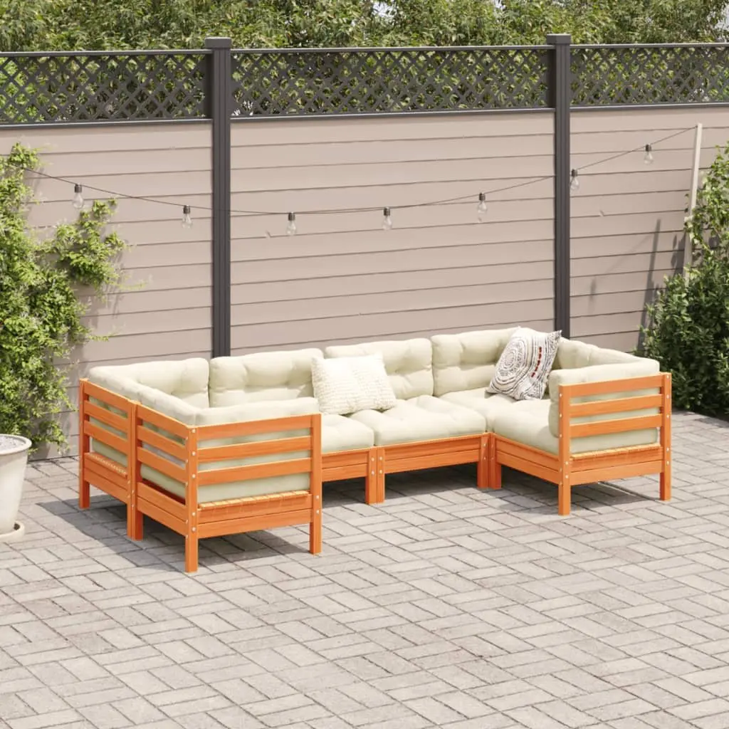 Garden Sofa Set Outdoor Furniture 6 Piece Brown Cushions Modular Patio