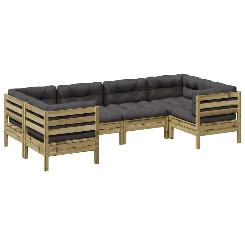 6 Piece Garden Sofa Set Outdoor Patio Furniture Brown Wood