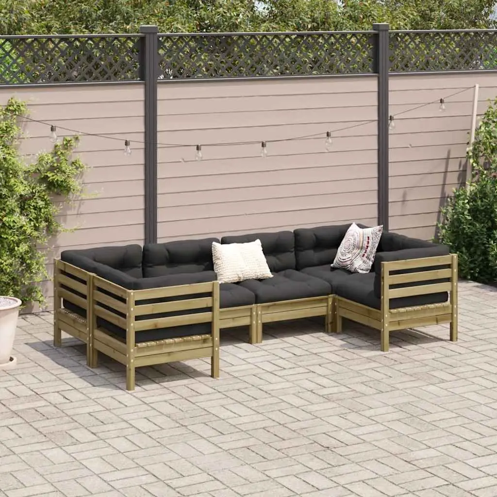 6 Piece Garden Sofa Set Outdoor Patio Furniture Brown Wood