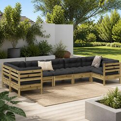 7 Piece Garden Sofa Set - Solid Pinewood Construction