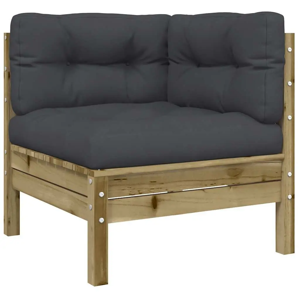7 Piece Garden Sofa Set Outdoor Patio Furniture Brown Cushions Pinewood