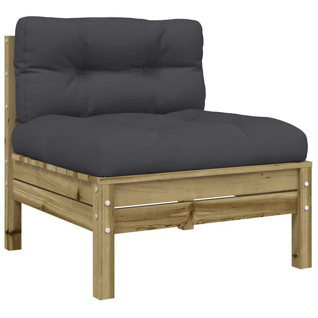7 Piece Garden Sofa Set Outdoor Patio Furniture Brown Cushions Pinewood