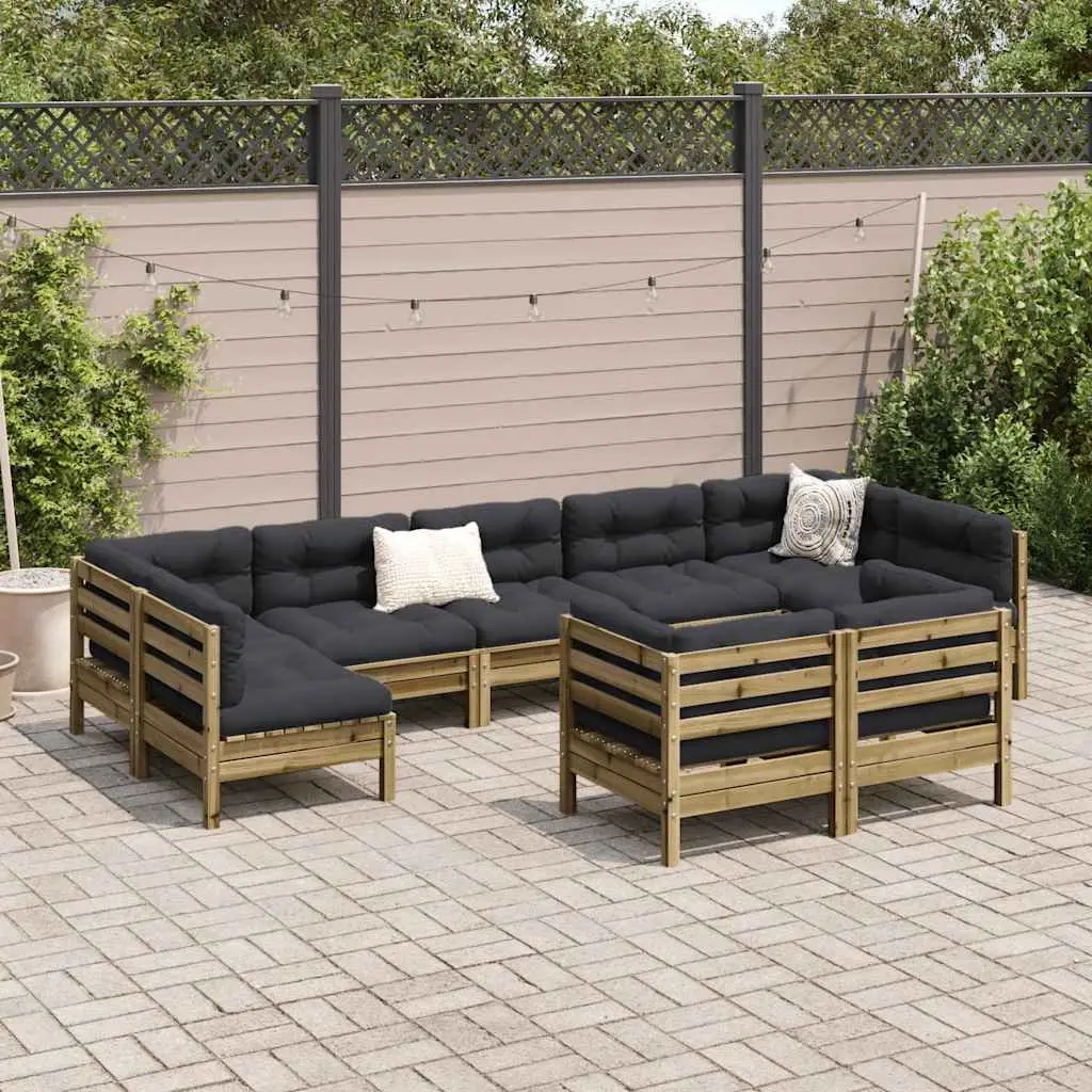 9 Piece Garden Sofa Set Outdoor Patio Furniture Brown