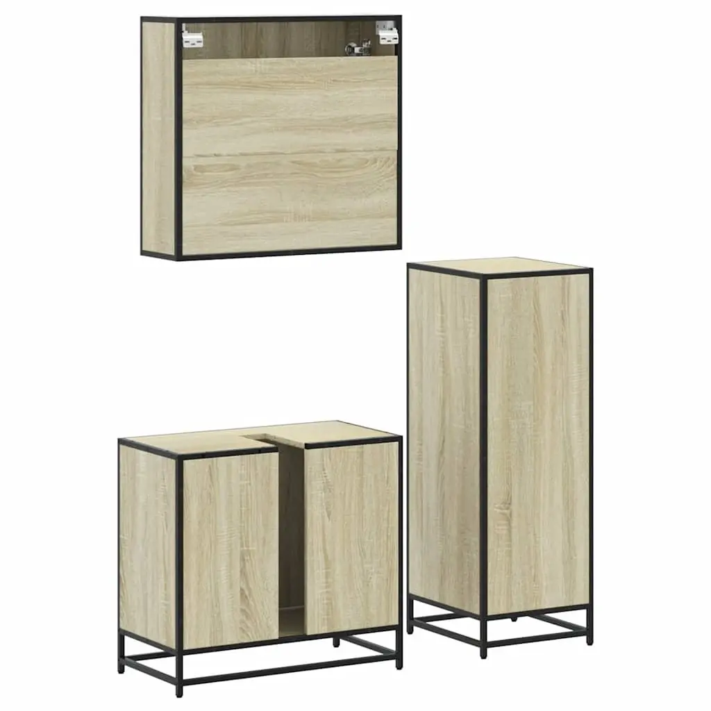 Bathroom Furniture Set 3 Piece for Bathroom Brown Vanity Mirror Cabinet Storage