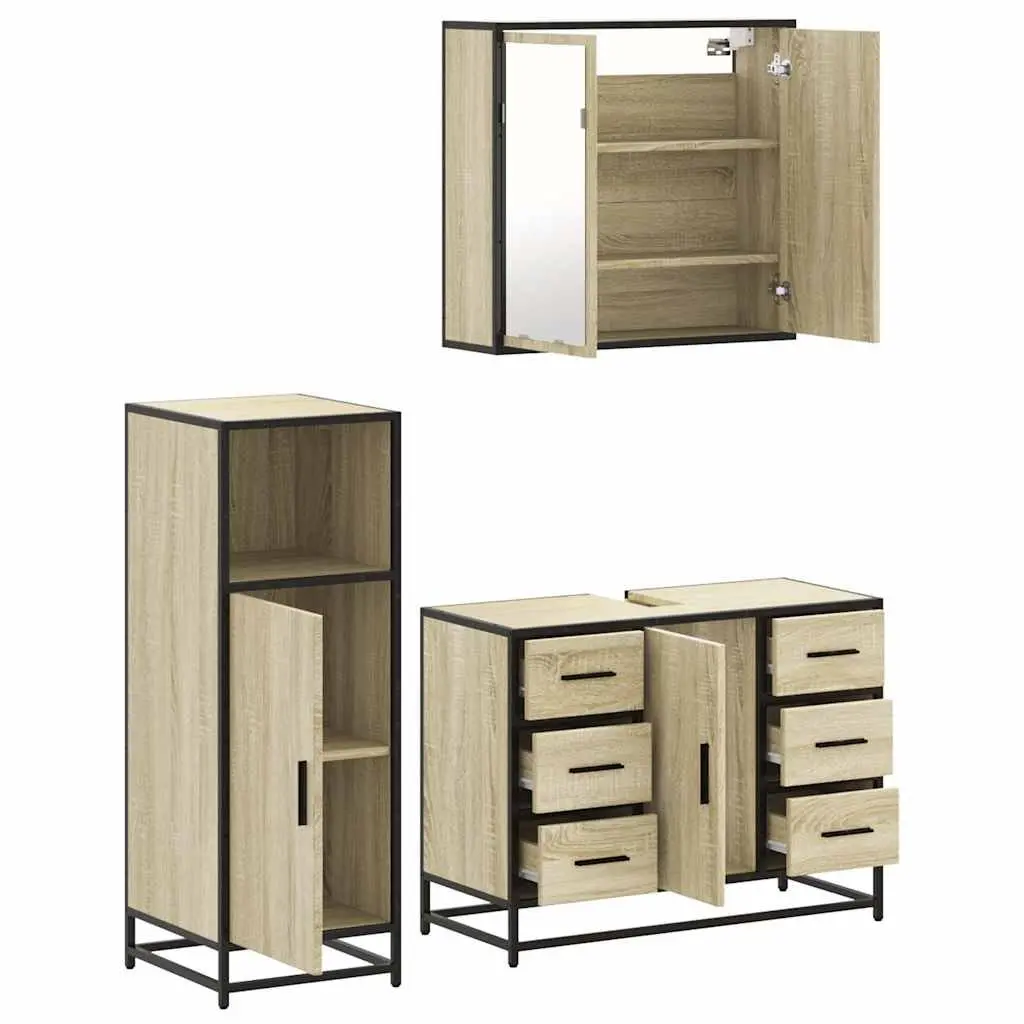 Sonoma Oak 3-Piece Bathroom Set