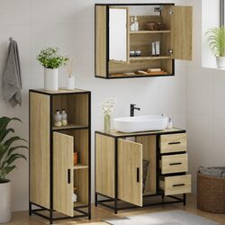 Bathroom Furniture Set: 3 Pieces of Engineered Wood