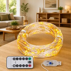 LED String Lights: 150 Warm White Lights, 15m Length