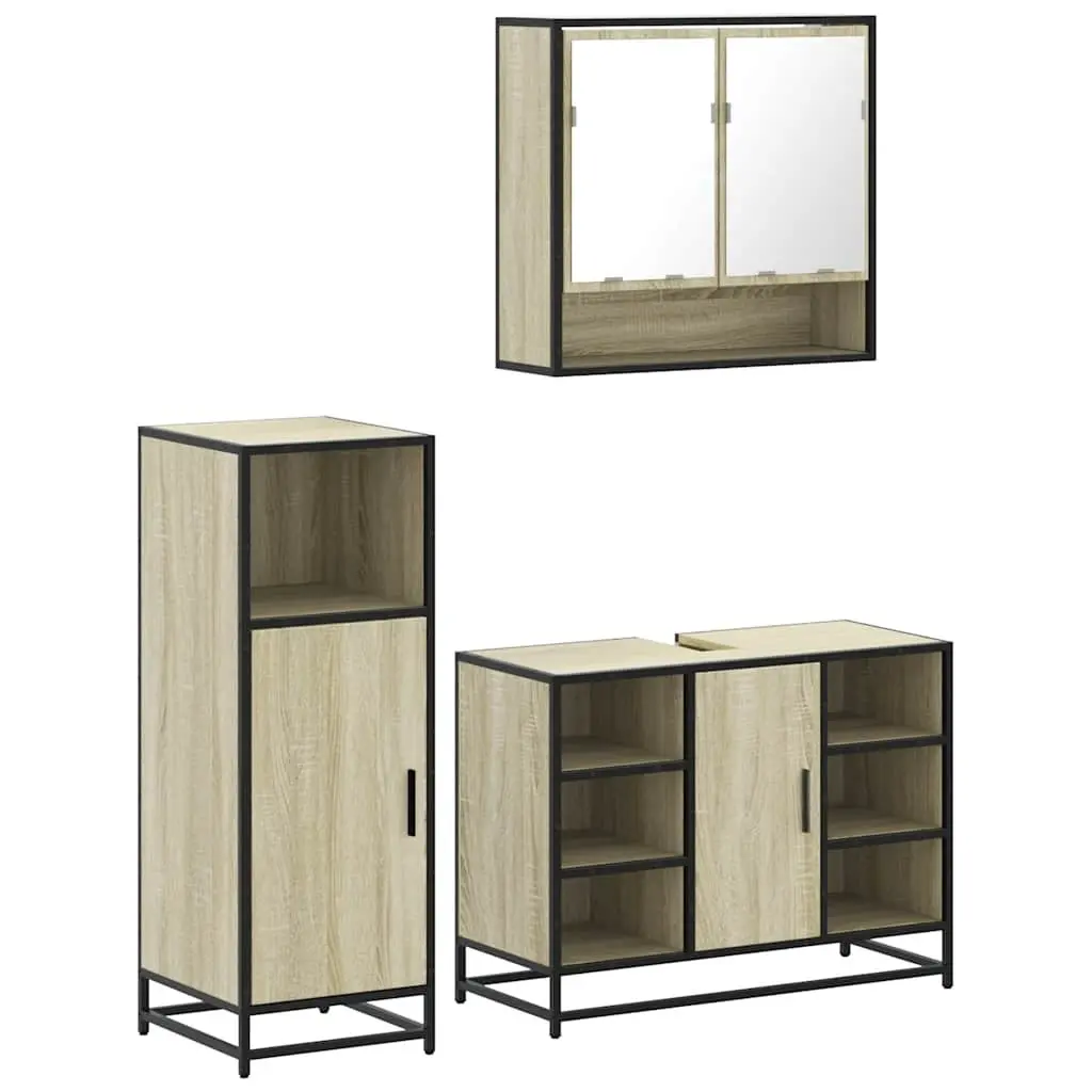 3-Piece Brown Bathroom Furniture Set