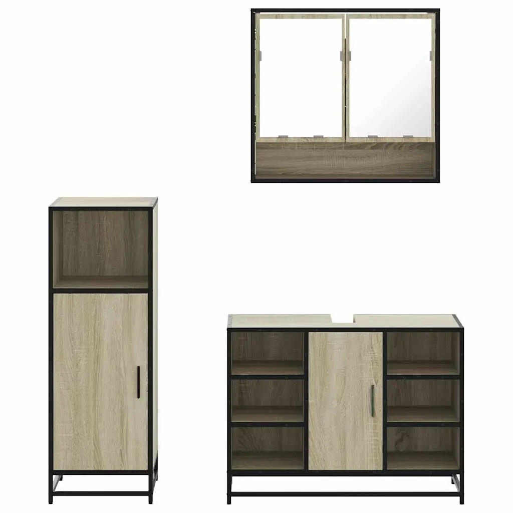 3-Piece Brown Bathroom Furniture Set
