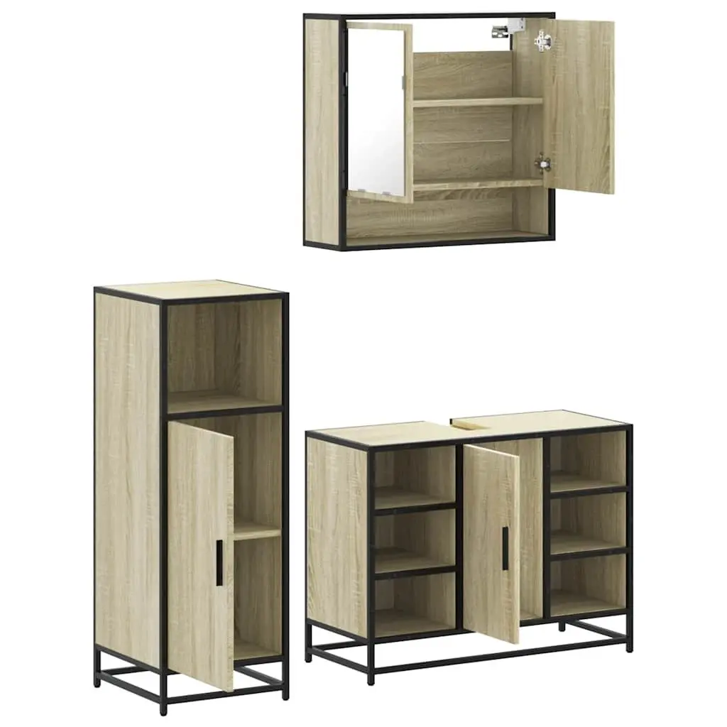 3-Piece Brown Bathroom Furniture Set