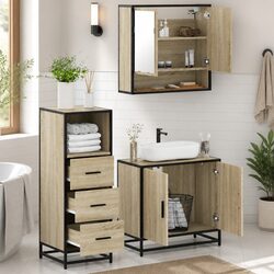 Engineered Wood Bathroom Vanity Set: 3 Pieces