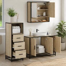 Specifications of 3-Piece Bathroom Furniture Set in Brown Oak