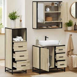 Specifications of 3-Piece Bathroom Furniture Set in Brown