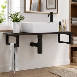 Steel and Oak Floating Basin Shelf Specifications