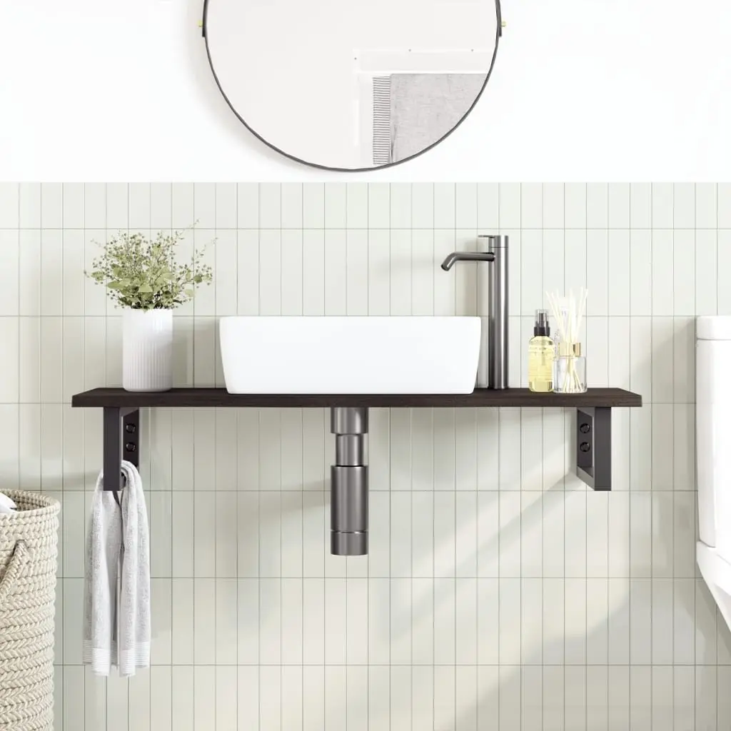 Steel and Oak Floating Basin Shelf