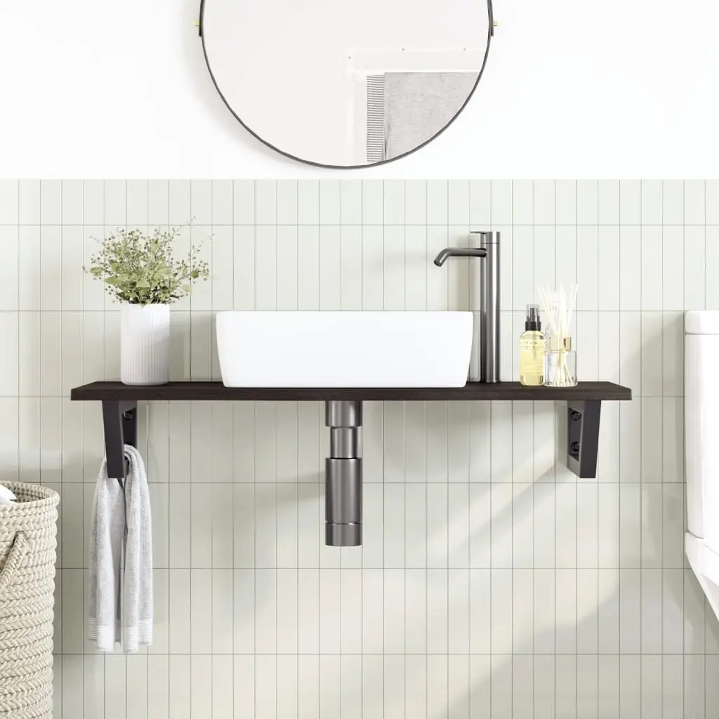 Wall Mounted Basin Shelf with Oak Top