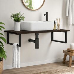 Specifications for Wall Mounted Basin Shelf with Oak Wood