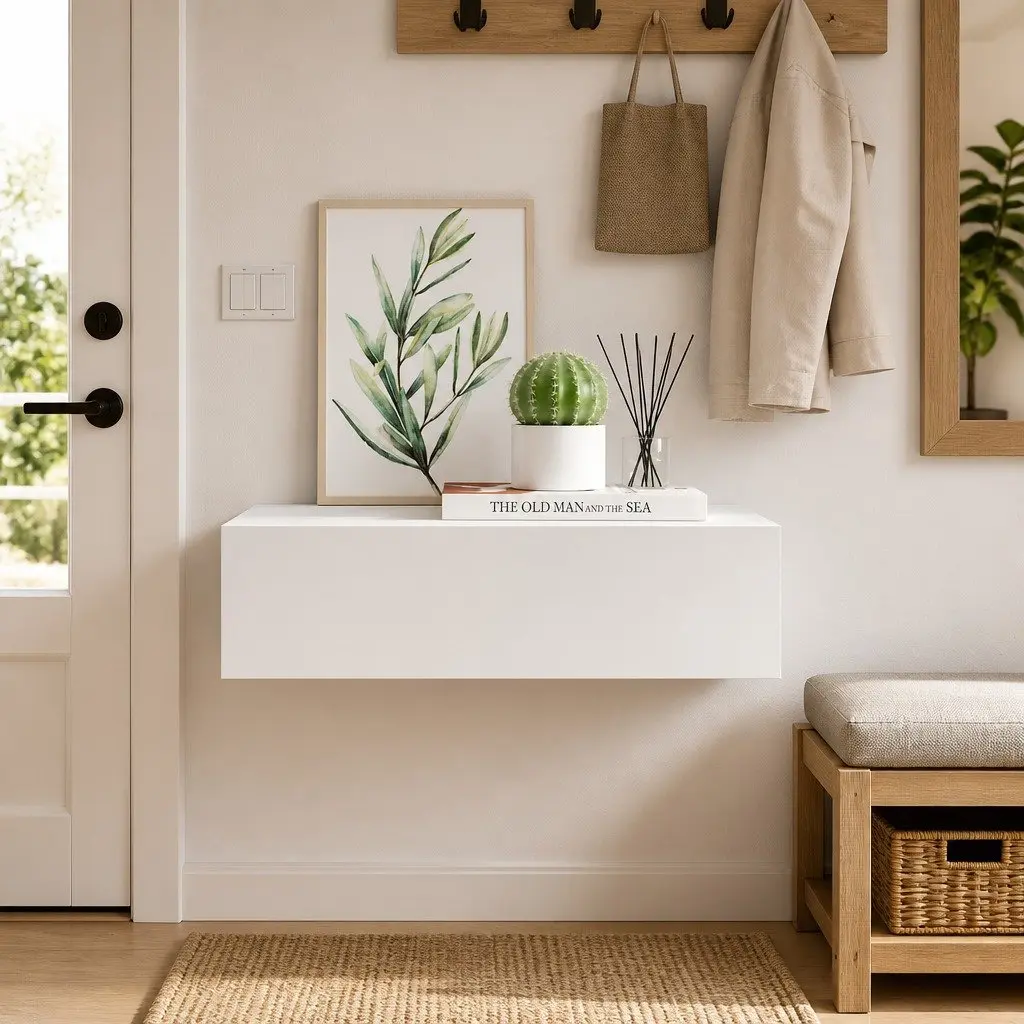 Floating Storage Organizer Wall-mounted Shelf 40x23.5x10cm White