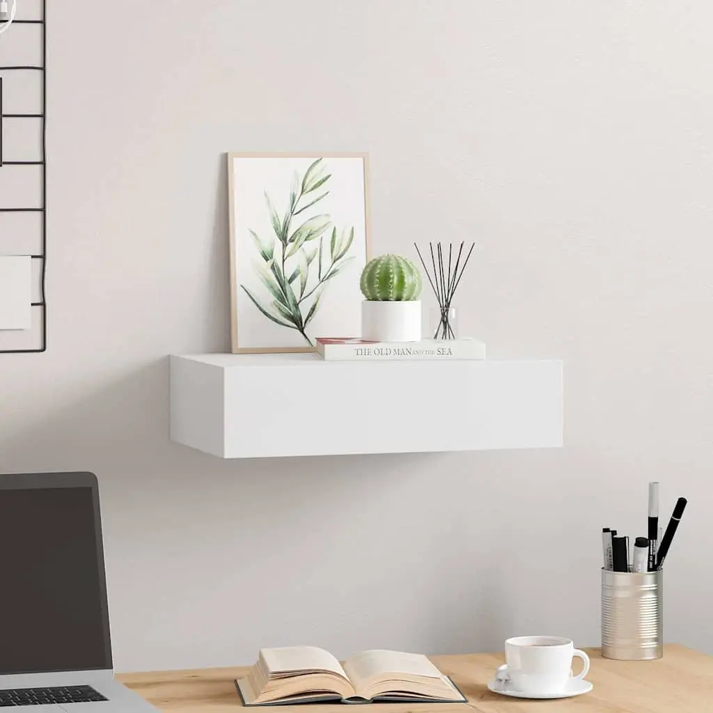 Floating Storage Organizer Wall-mounted Shelf 40x23.5x10cm White