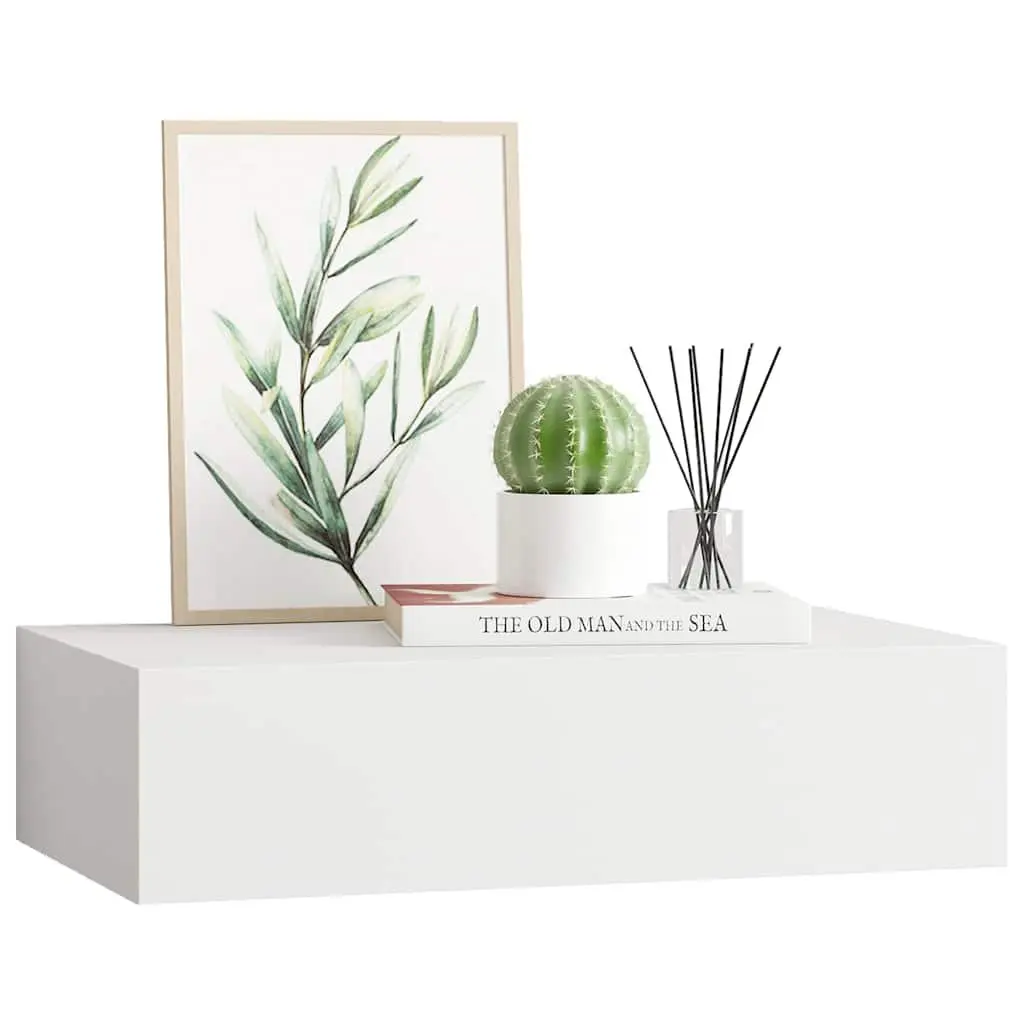 Floating Storage Organizer Wall-mounted Shelf 40x23.5x10cm White