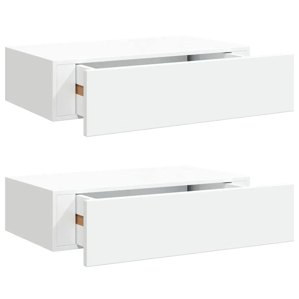 Wall-Mounted Drawer Shelves for Home Decor 2 Piece White Floating Storage Organizer